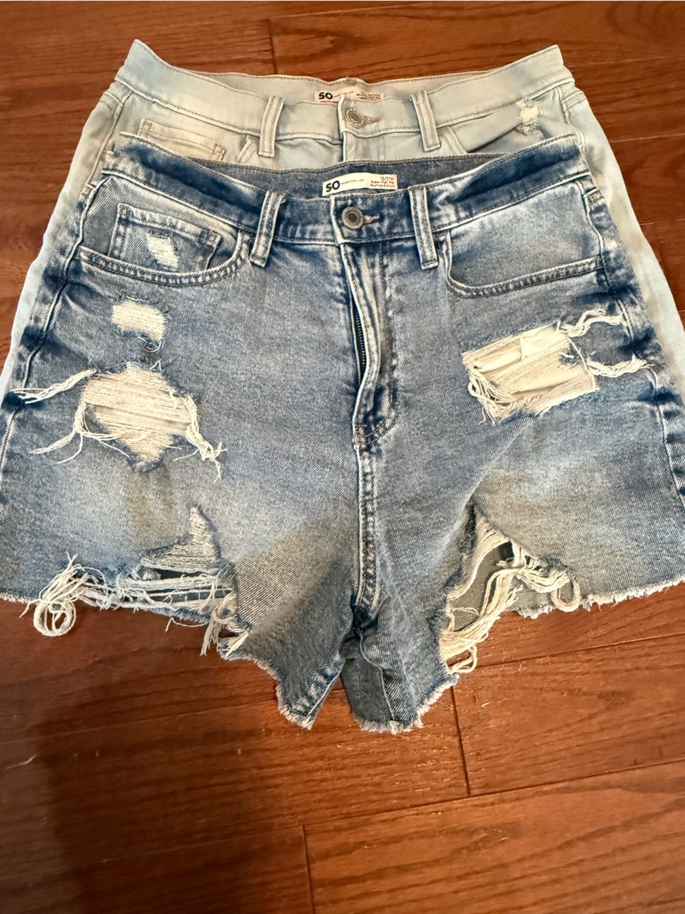 SO denim distressed juniors shorts